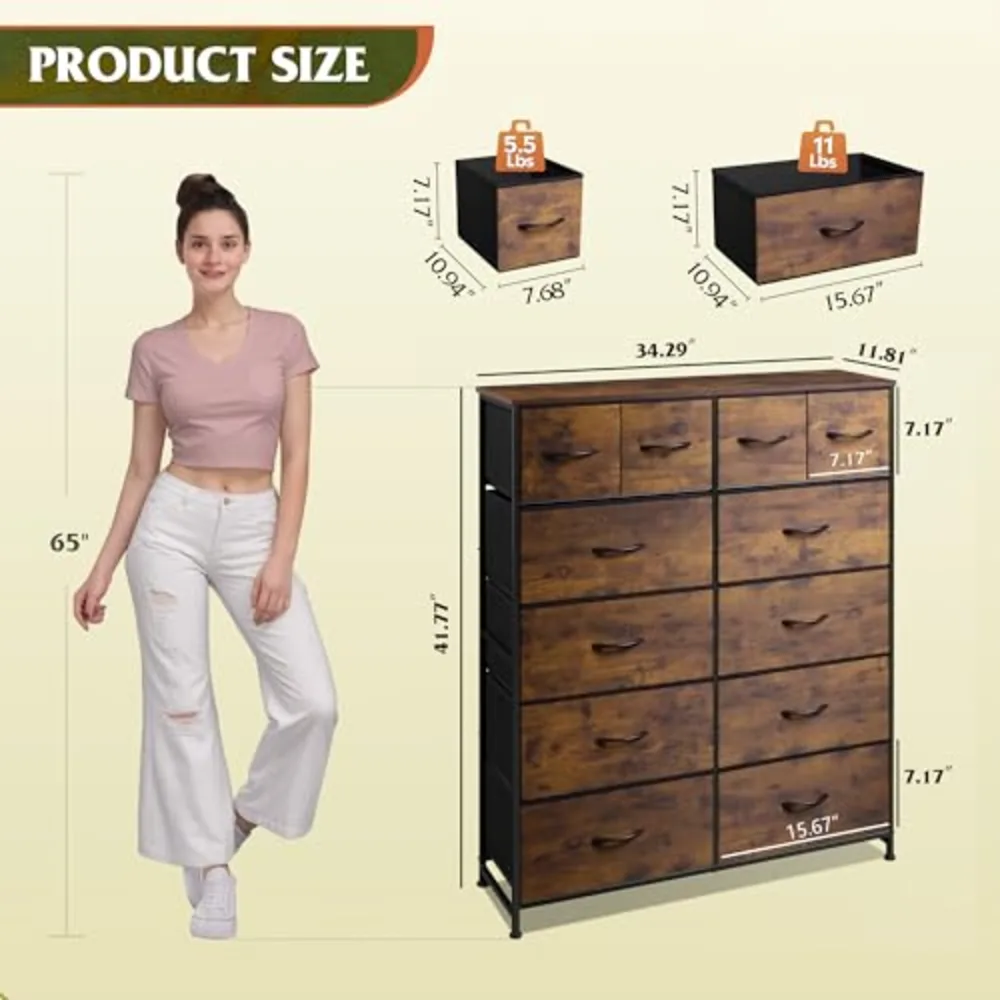 Tall Dresser for Bedroom with 12 Drawers, view 3