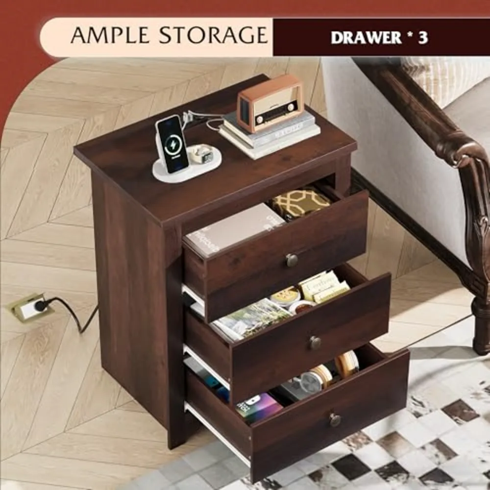 Tall Nightstand with Charging Station, view 5
