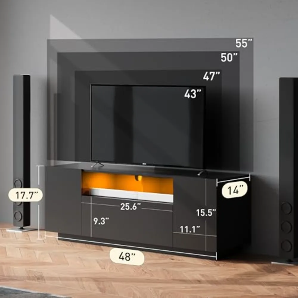 TV Stand with LED Lights & Large Storage Cabinet, view 3