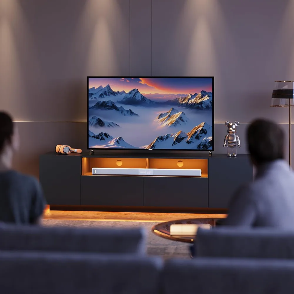 TV Stand with LED Lights & Large Storage Cabinet, view 6
