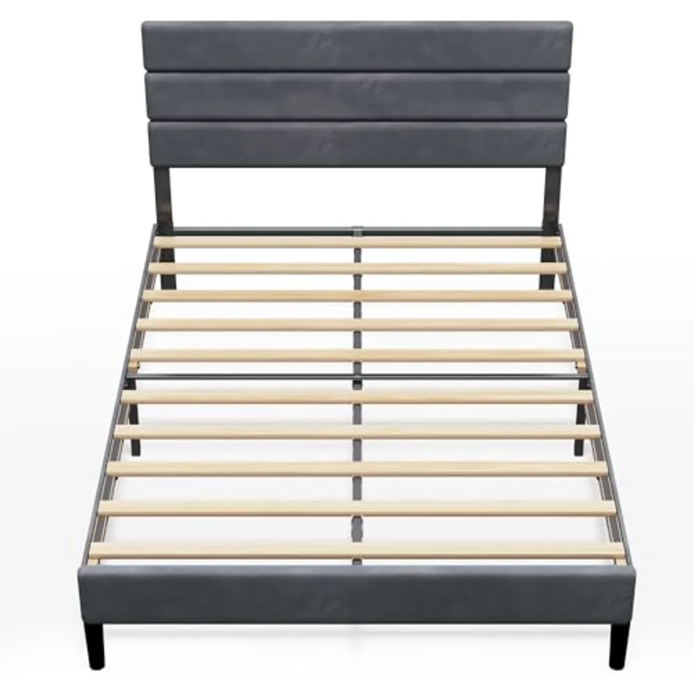 Upholstered Bed Frame Full Size Bed Frame with Headboard, view 3