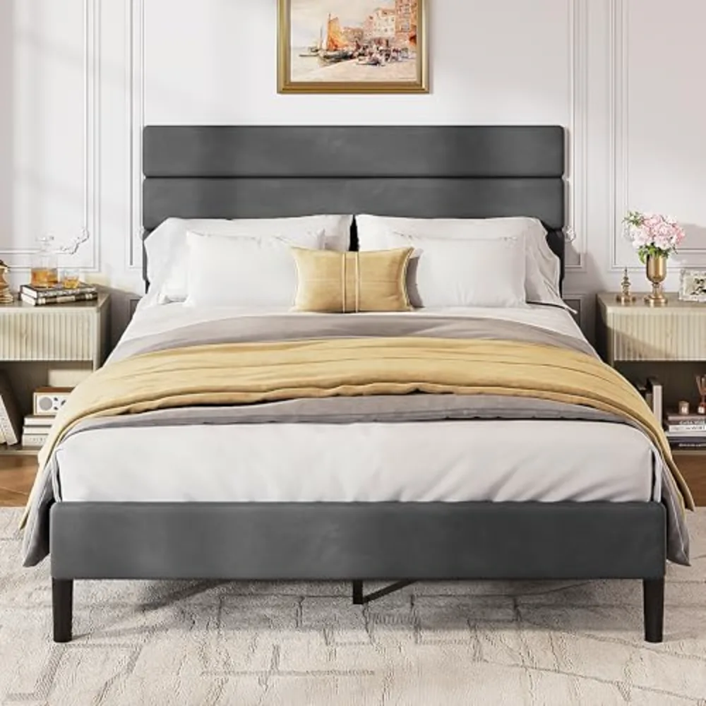 Upholstered Bed Frame Full Size Bed Frame with Headboard