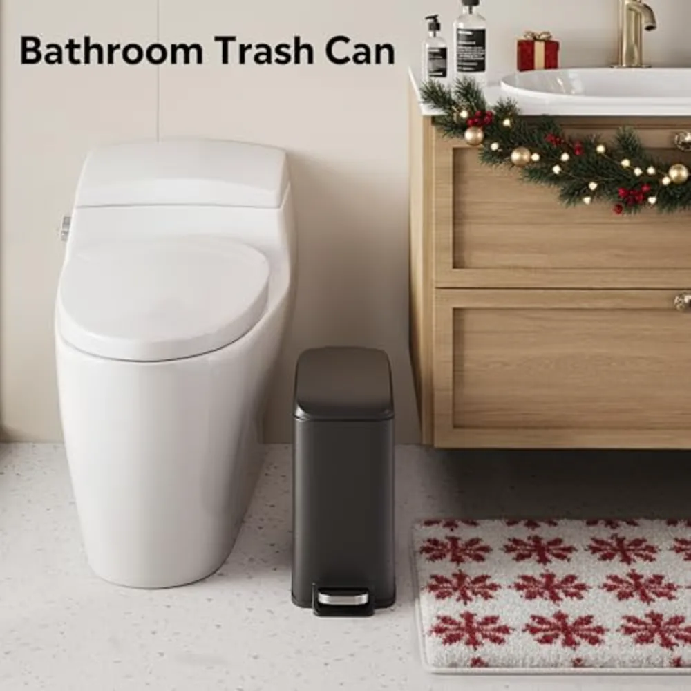 WLIVE 1.3 Gallon / 5 Liter Bathroom Trash Can with Lid, view 2
