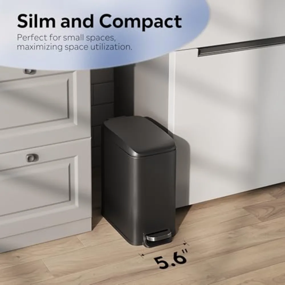 WLIVE 1.3 Gallon / 5 Liter Bathroom Trash Can with Lid, view 4