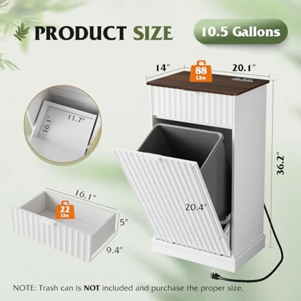 WLIVE 10 Gallon Tilt Out Trash Can Cabinet, view 2