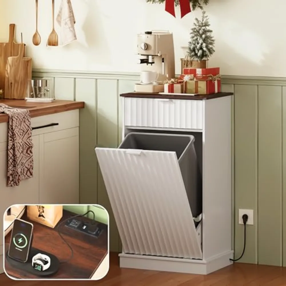 WLIVE 10 Gallon Tilt Out Trash Can Cabinet