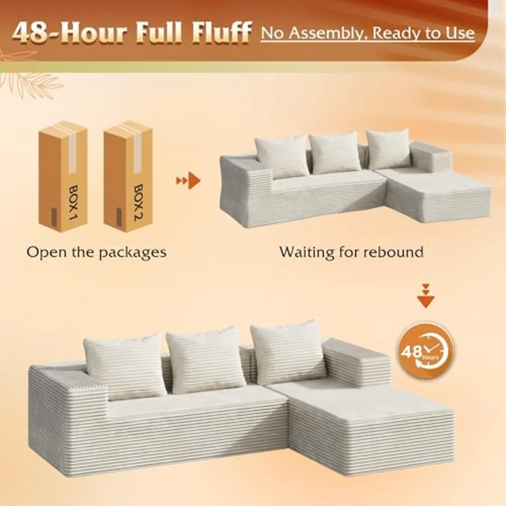 WLIVE 104'' Cloud Sectional Couches for Living Room, view 3