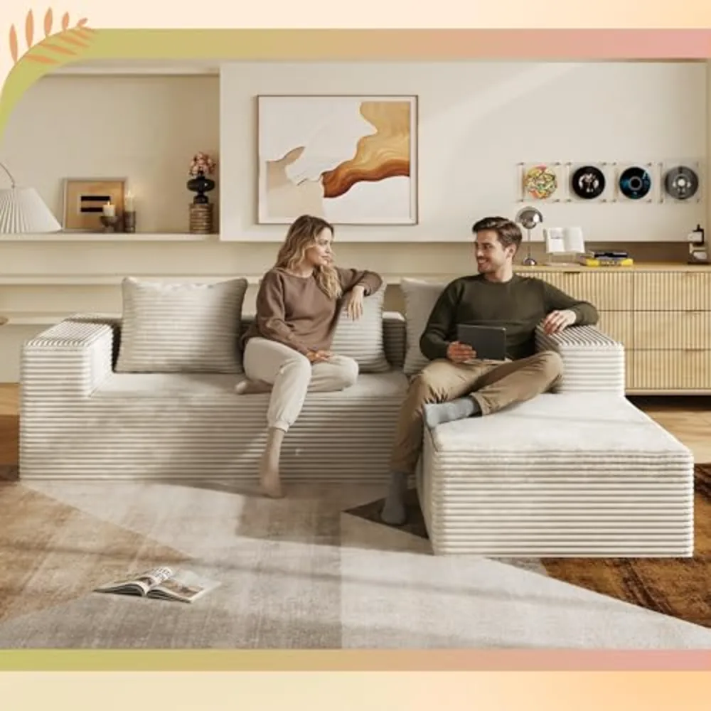 WLIVE 104'' Cloud Sectional Couches for Living Room, view 5