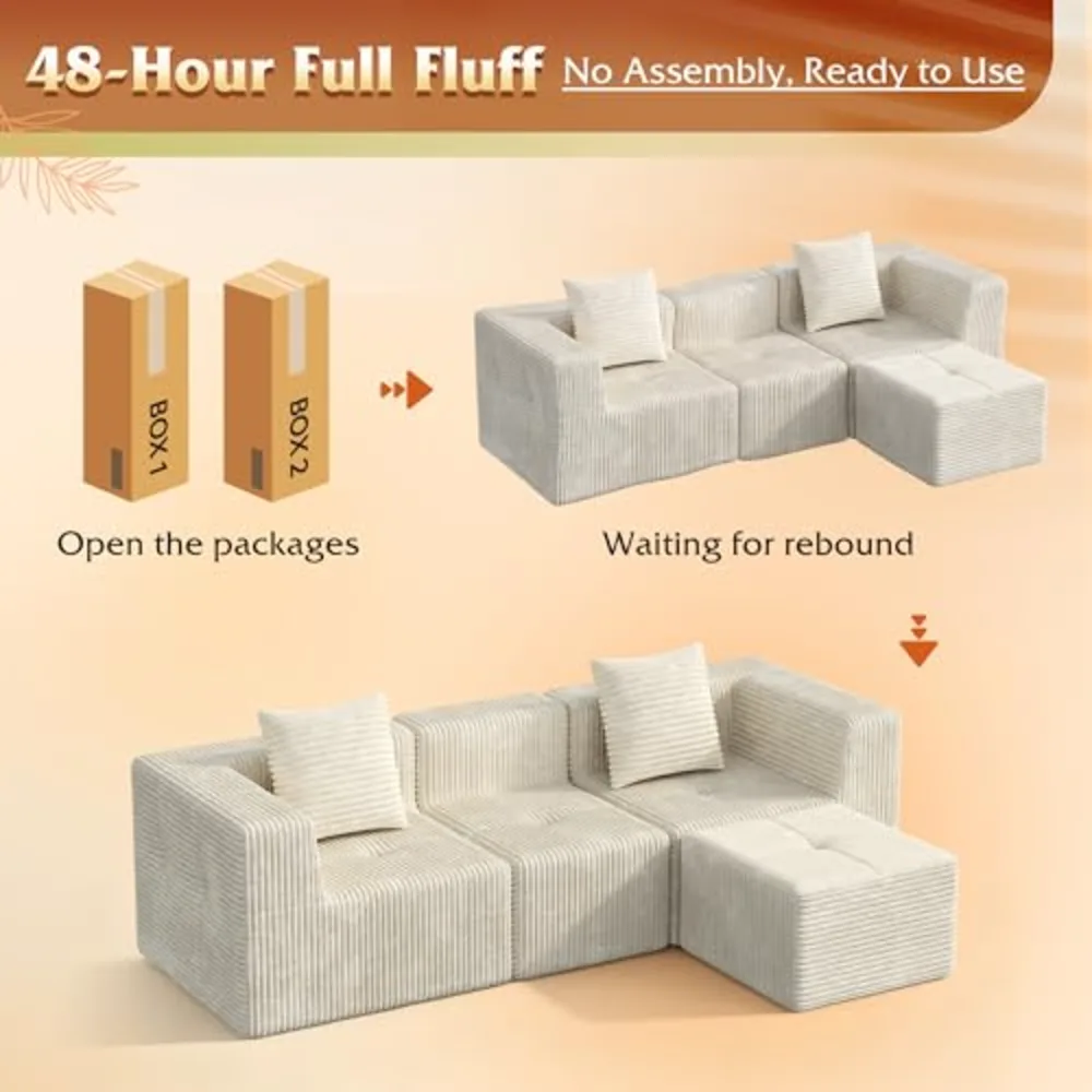 WLIVE 108'' Cloud Sectional Couches for Living Room, view 4