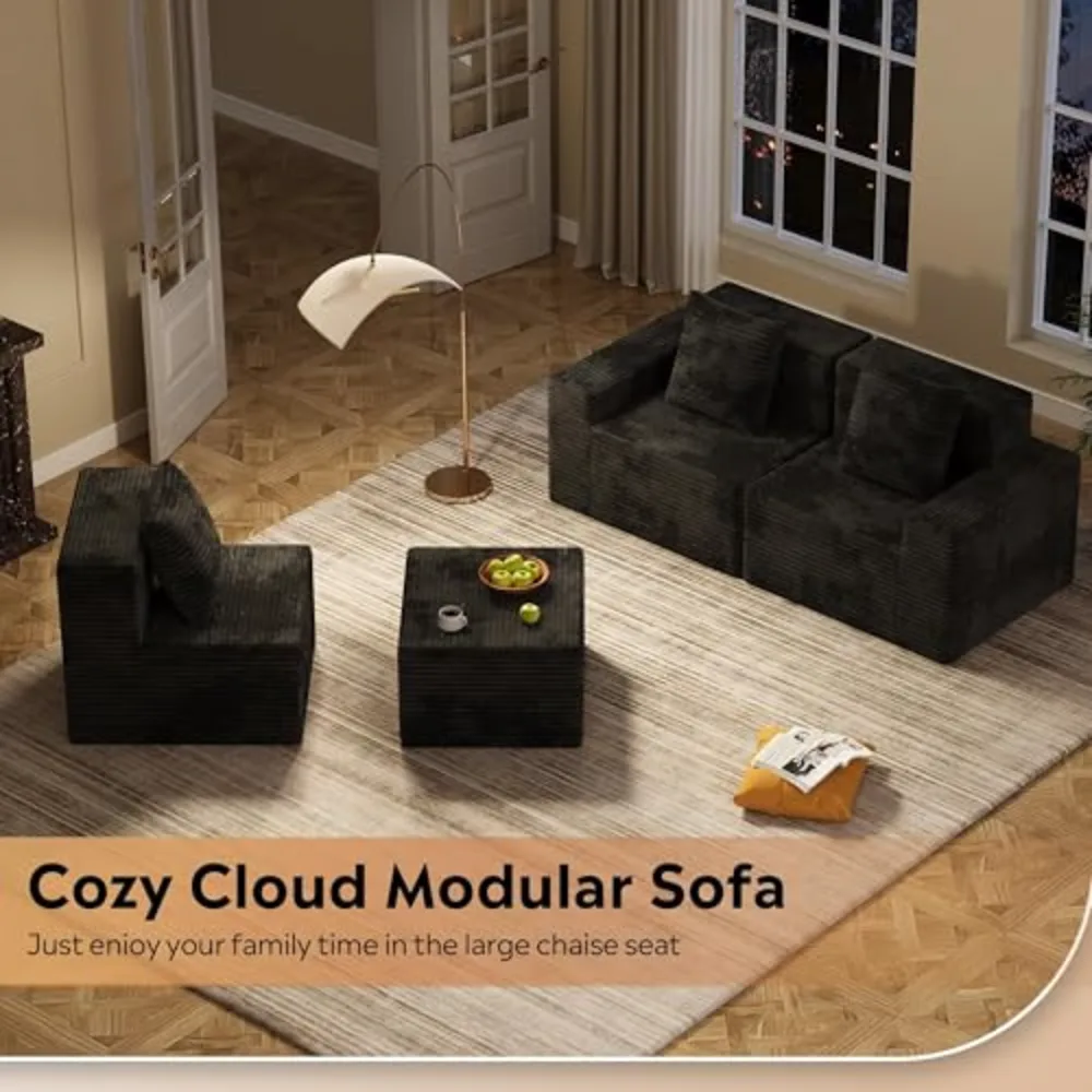 WLIVE 110'' Cloud Sectional Couches for Living Room, view 5