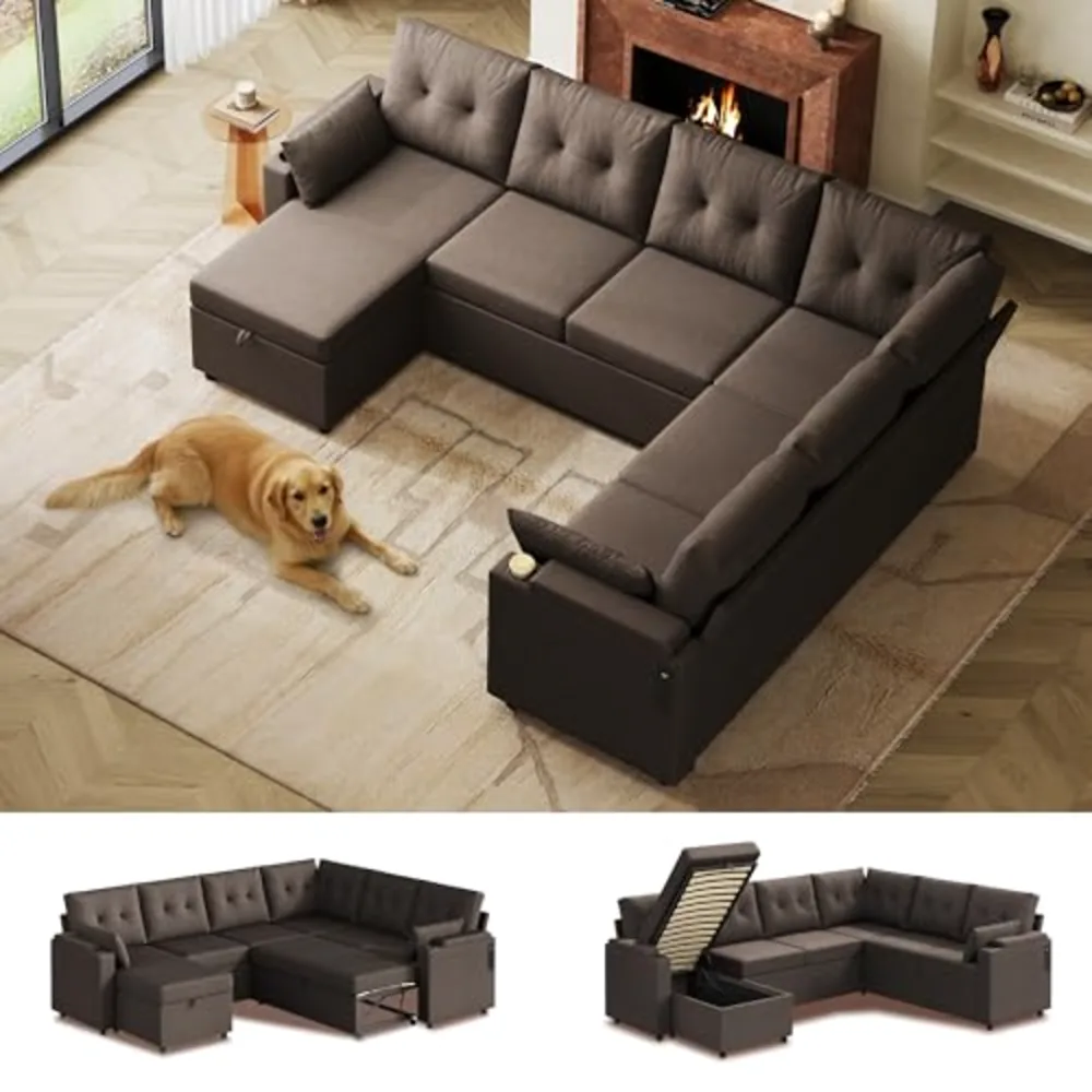 WLIVE 110'' Sectional Couches for Living Room, view 2
