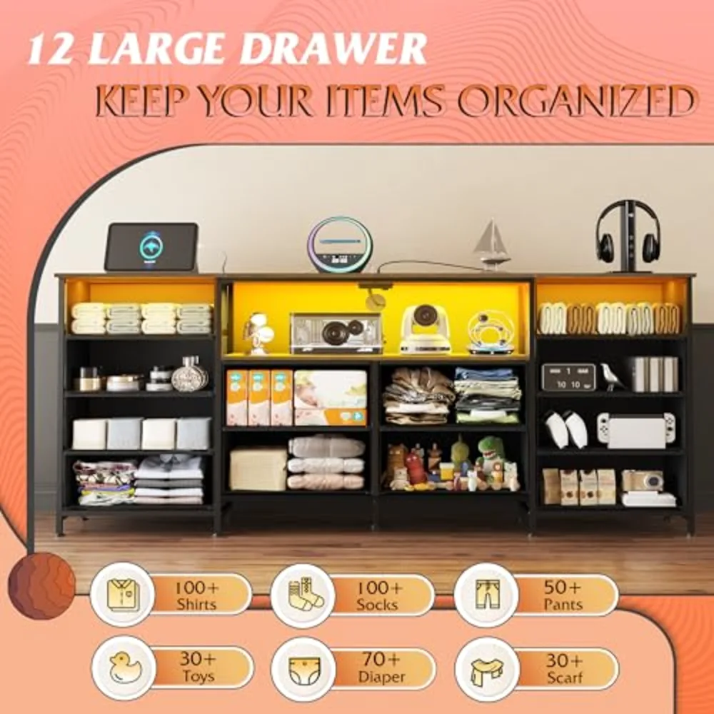 WLIVE 12 Drawer Dresser for Bedroom, view 4