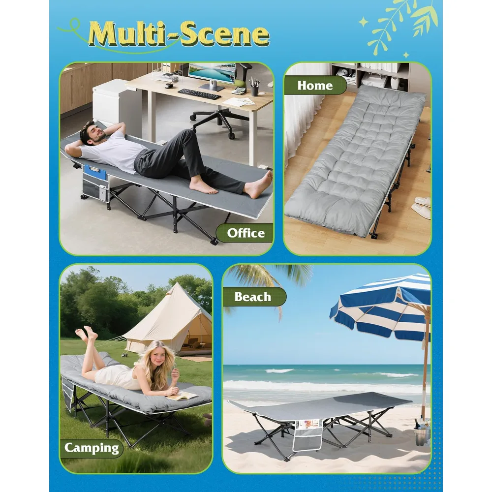 WLIVE 1200D Oxford Camping Cot with Washable Mattress for Adults, view 6