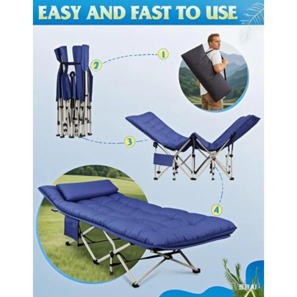 WLIVE 1200D Oxford Camping Cots with Washable Mattress for Adults, view 5