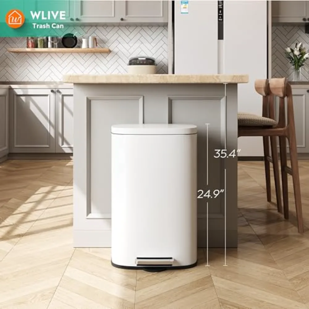 WLIVE 13 Gallon Stainless Steel Trash Can with Inner Bucket, view 2