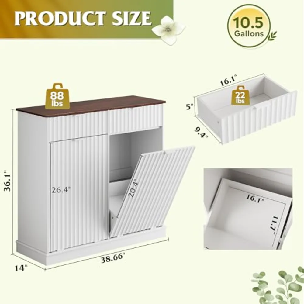 WLIVE 2 * 10 Gallon Double Tilt Out Trash Can Cabinet, view 2