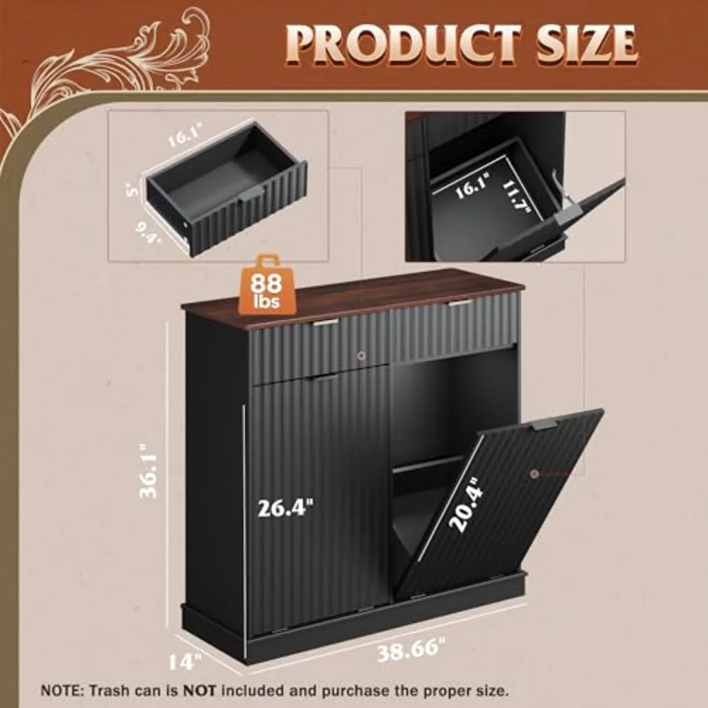 WLIVE 2 * 10 Gallon Double Tilt Out Trash Can Cabinet, view 3