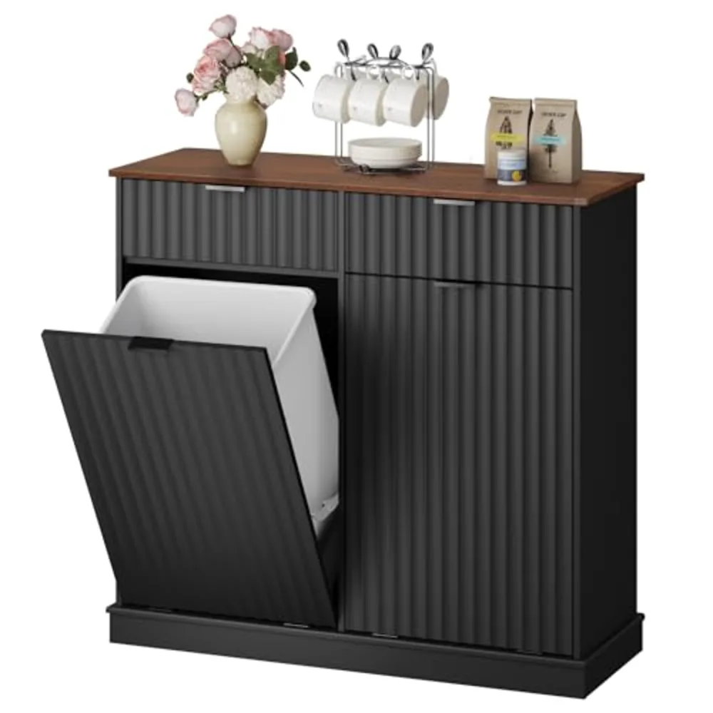 WLIVE 2 * 10 Gallon Double Tilt Out Trash Can Cabinet