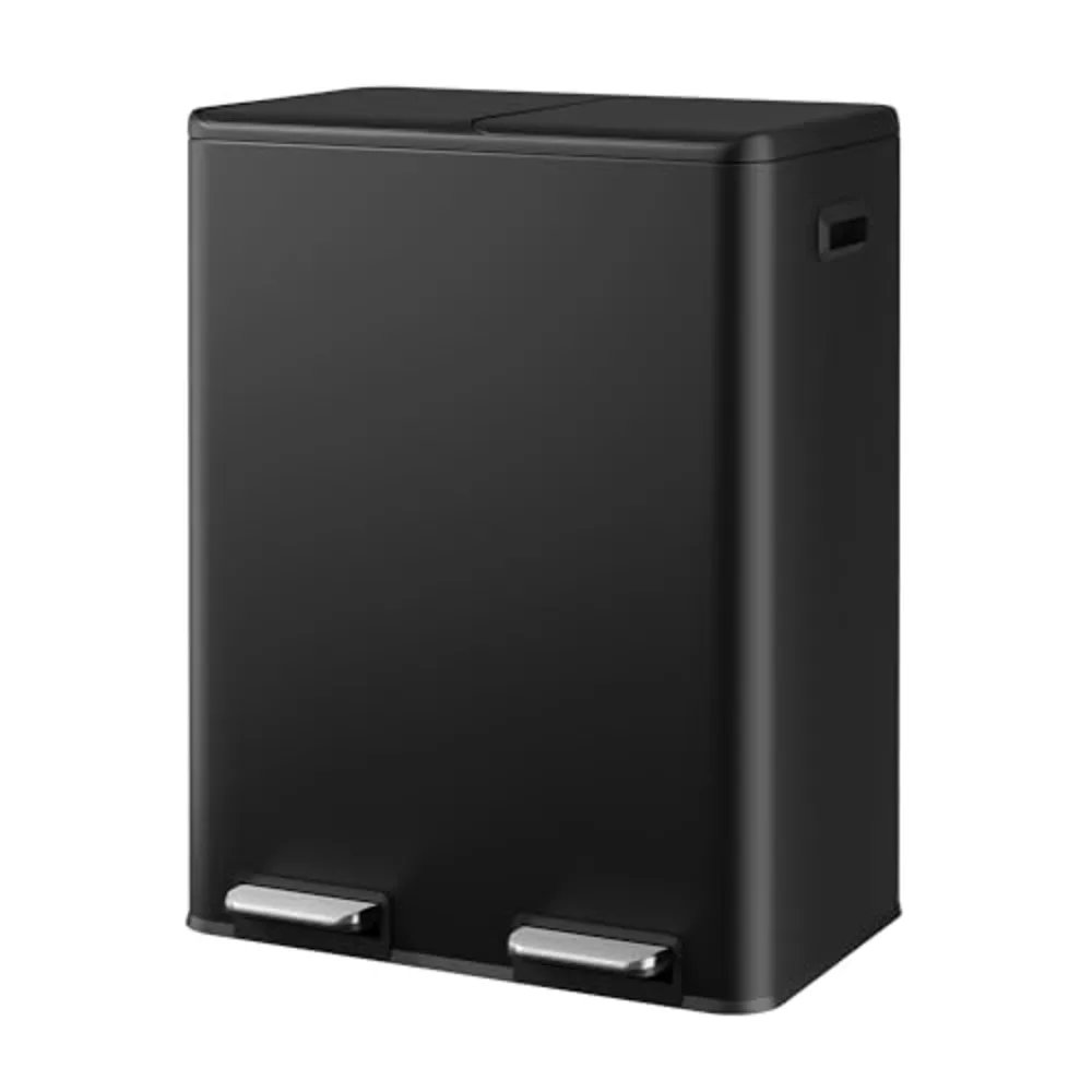 WLIVE 2 x 8 Gallon Stainless Steel Dual Trash Can