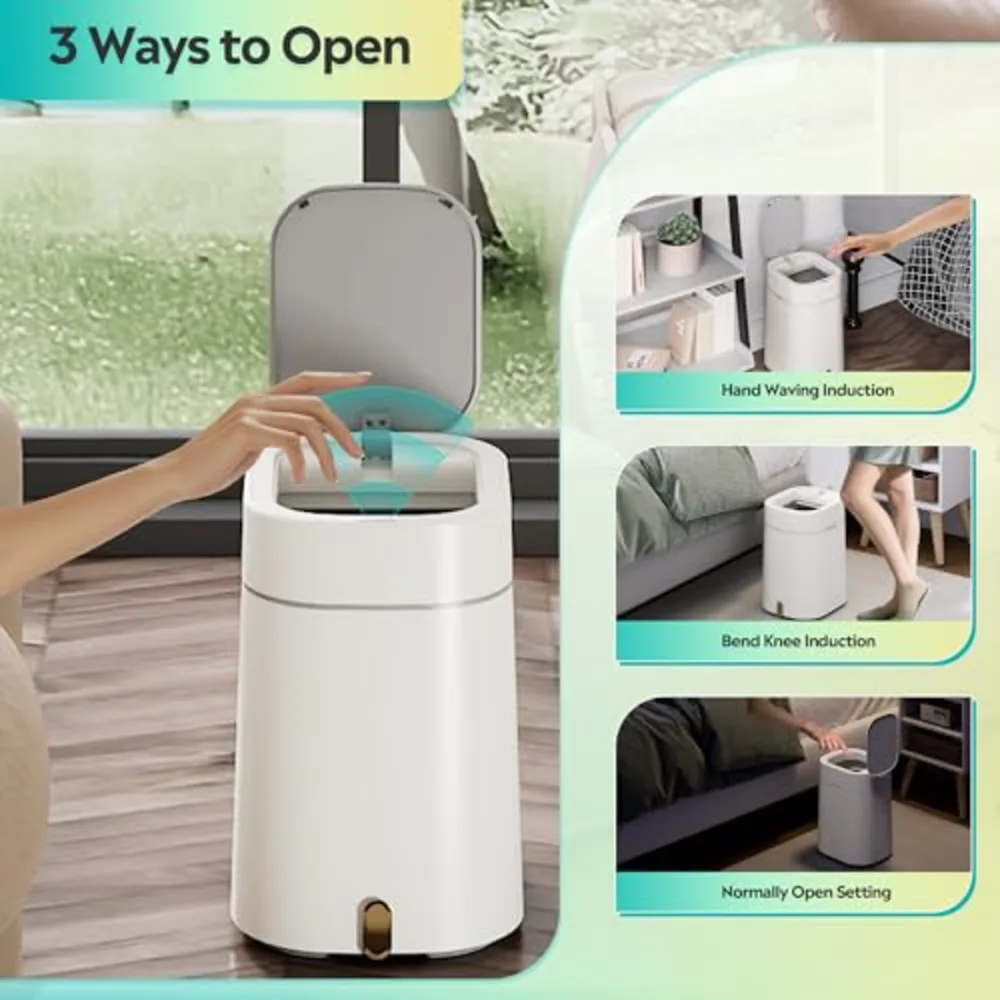 WLIVE 3.2 Gallon / 12 Liter Automatic Bathroom Trash Can, view 5