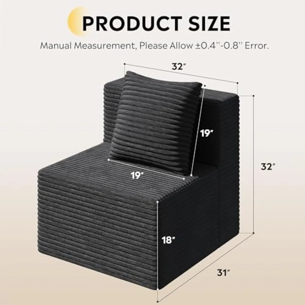 WLIVE 32'' Multifoutional Boneless Chair Armless, view 2