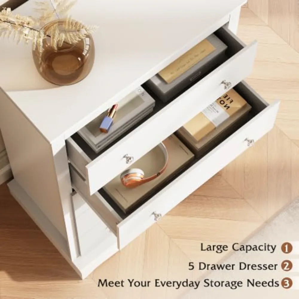 WLIVE 5 Drawer Dresser 45" Tall Dresser for Bedroom with Exclusive, view 5