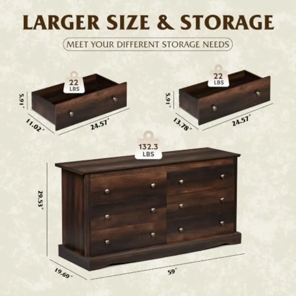 WLIVE 59" Dresser for Bedroom, view 2