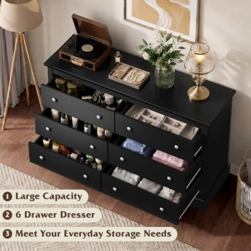 WLIVE 6 Drawer Dresser for Bedroom, view 5