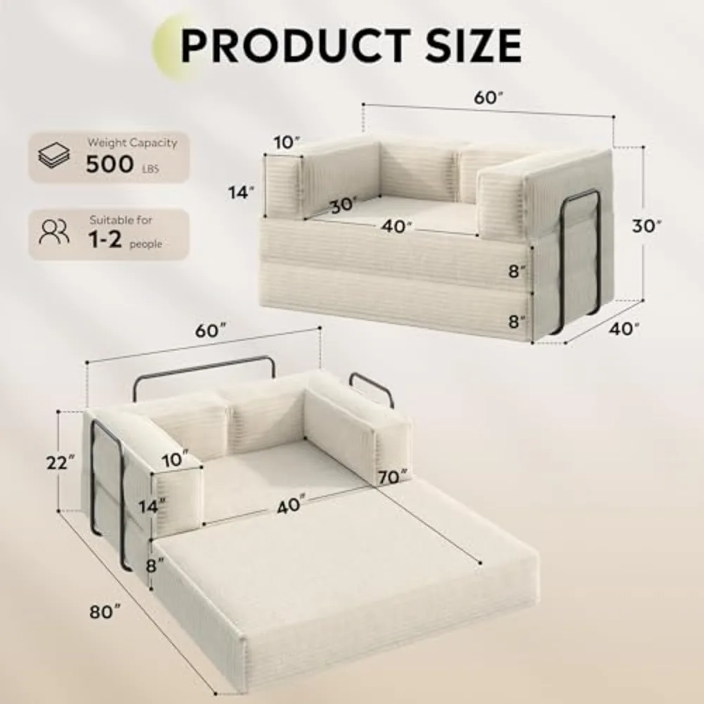 WLIVE 60'' Futon Sofa Bed, view 2