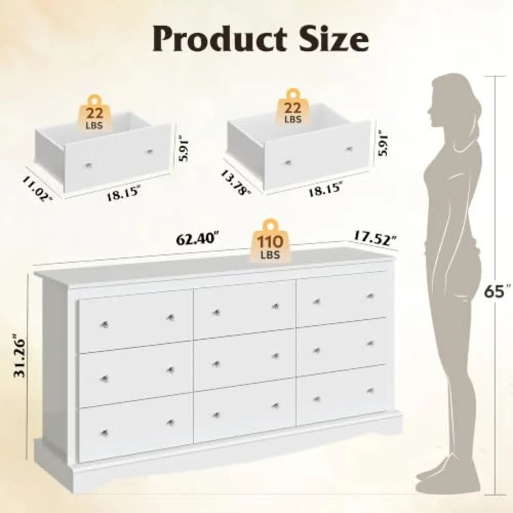 WLIVE 63" Dresser for Bedroom, view 2