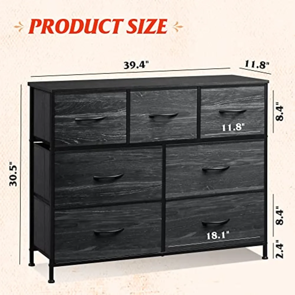 WLIVE 7 Drawer Dresser TV Stand, view 3