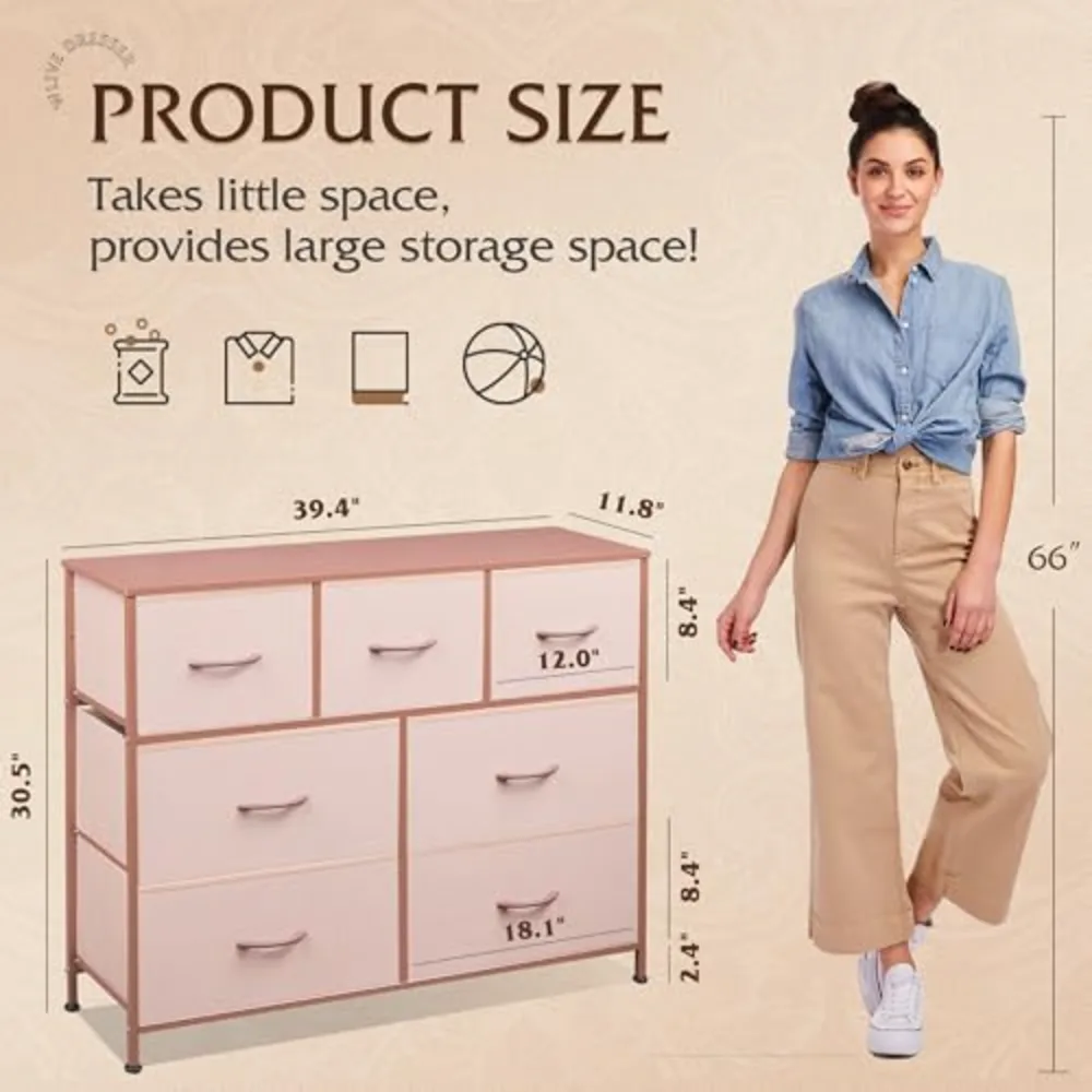 WLIVE 7 Drawer Dresser TV Stand, view 3