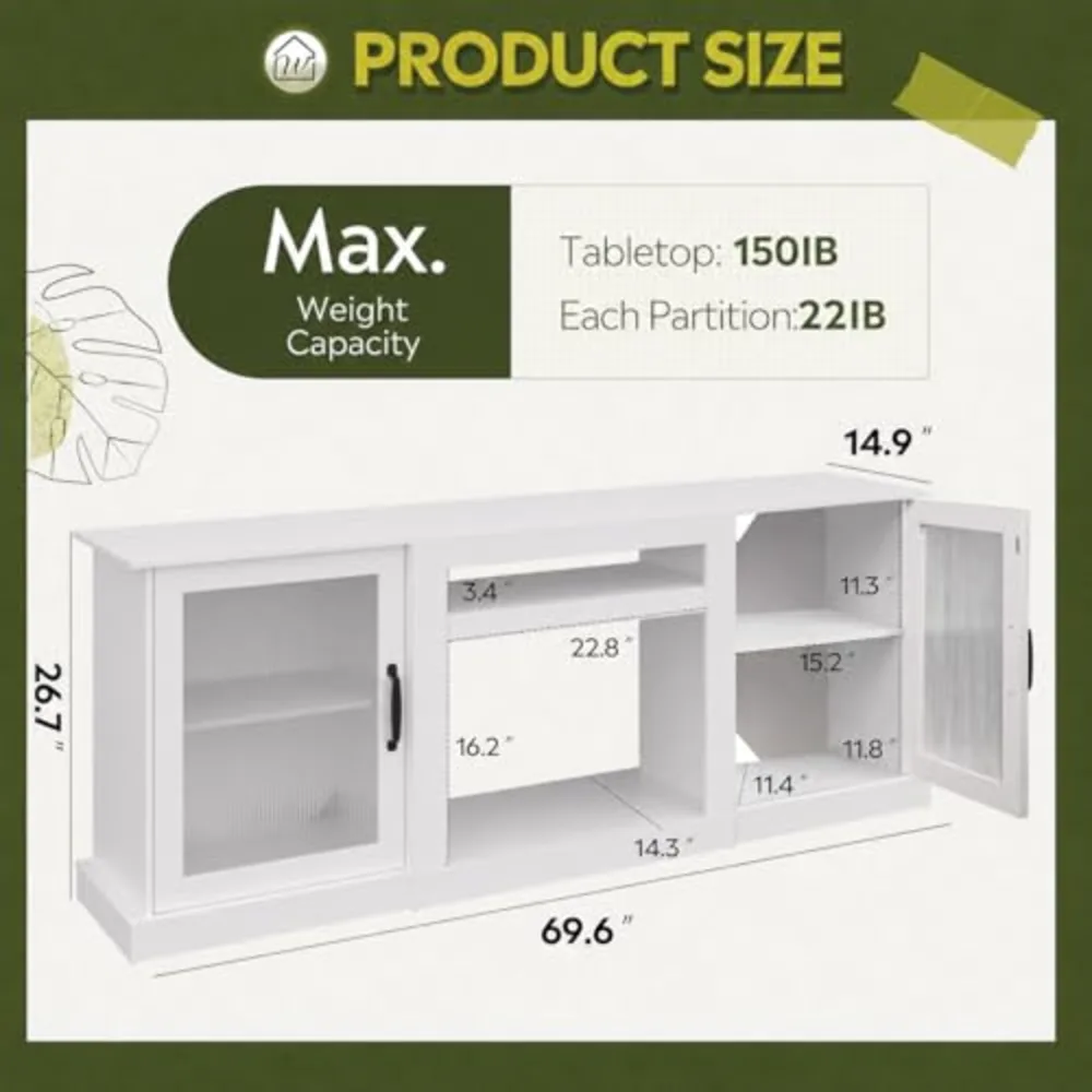 WLIVE 70-Inch Farmhouse TV Stand for 75/80 Inches TV, view 2