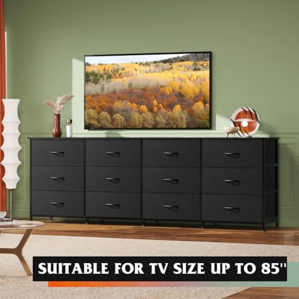 WLIVE 75.5'' Black Dresser for Bedroom, view 4