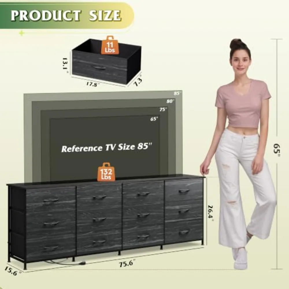 WLIVE 75.5'' Dresser for Bedroom, view 3