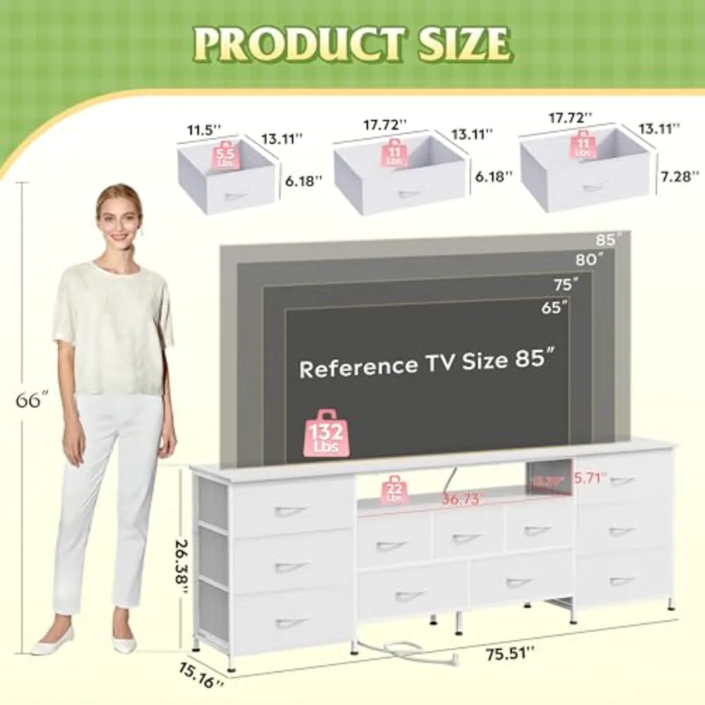 WLIVE 75.5" TV Stand for 65, view 2