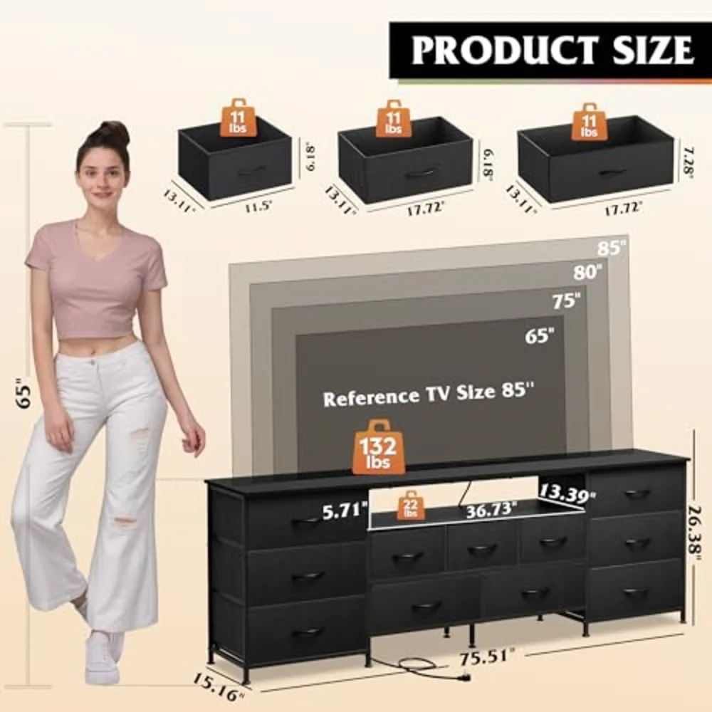 WLIVE 75.5" TV Stand for 65, view 2