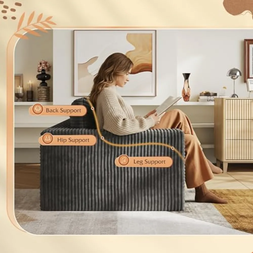 WLIVE 82'' Boneless Loveseat Couches for Living Room, view 4