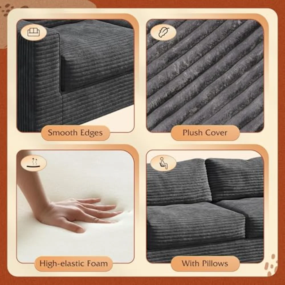 WLIVE 82'' Boneless Loveseat Couches for Living Room, view 5