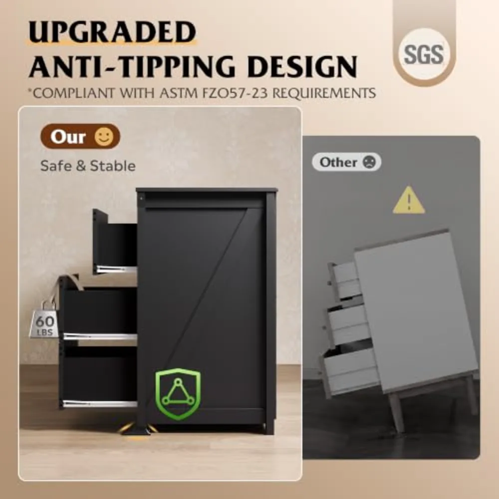 WLIVE 9 Drawer Dresser Black, view 3