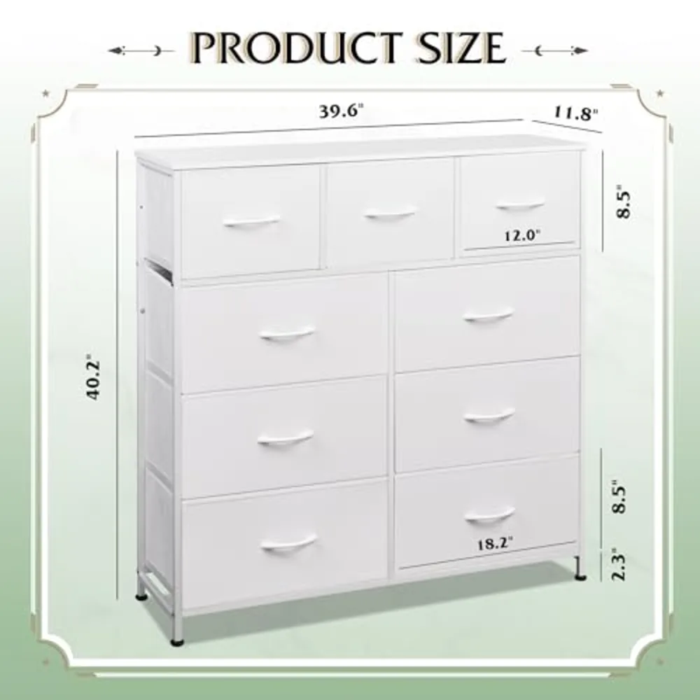 WLIVE 9-Drawer Dresser Fabric Storage Tower for Bedroom, view 3