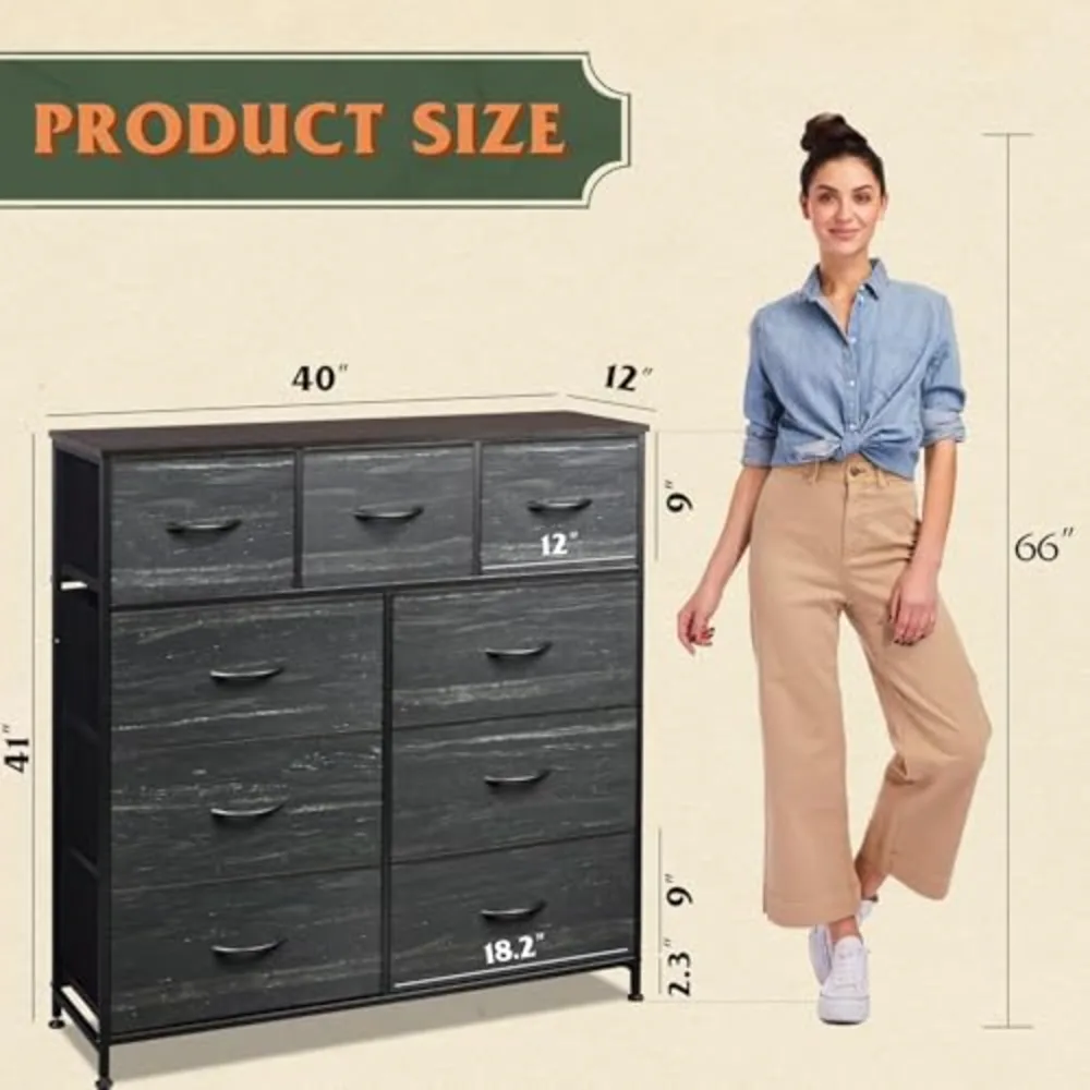 WLIVE 9-Drawer Dresser Fabric Storage Tower for Bedroom, view 3