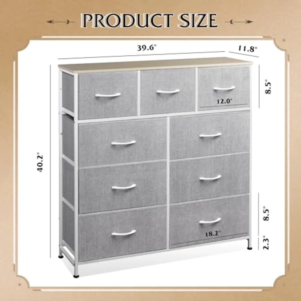 WLIVE 9-Drawer Dresser Fabric Storage Tower for Bedroom, view 3
