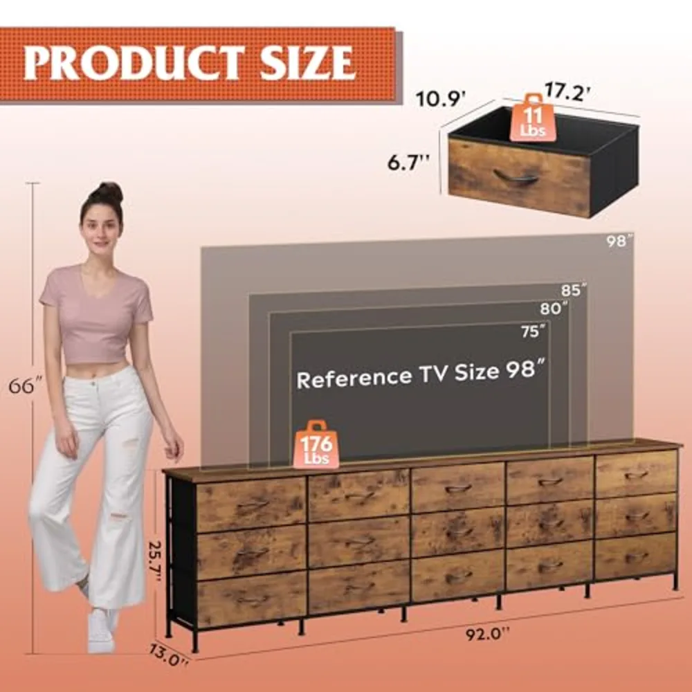 WLIVE 92 Inch Long Dresser for Bedroom, view 4