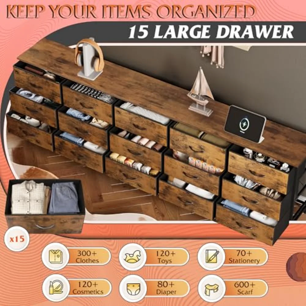 WLIVE 92 Inch Long Dresser for Bedroom, view 5