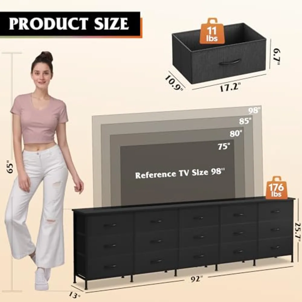 WLIVE 92 Inch Long Dresser for Bedroom, view 4