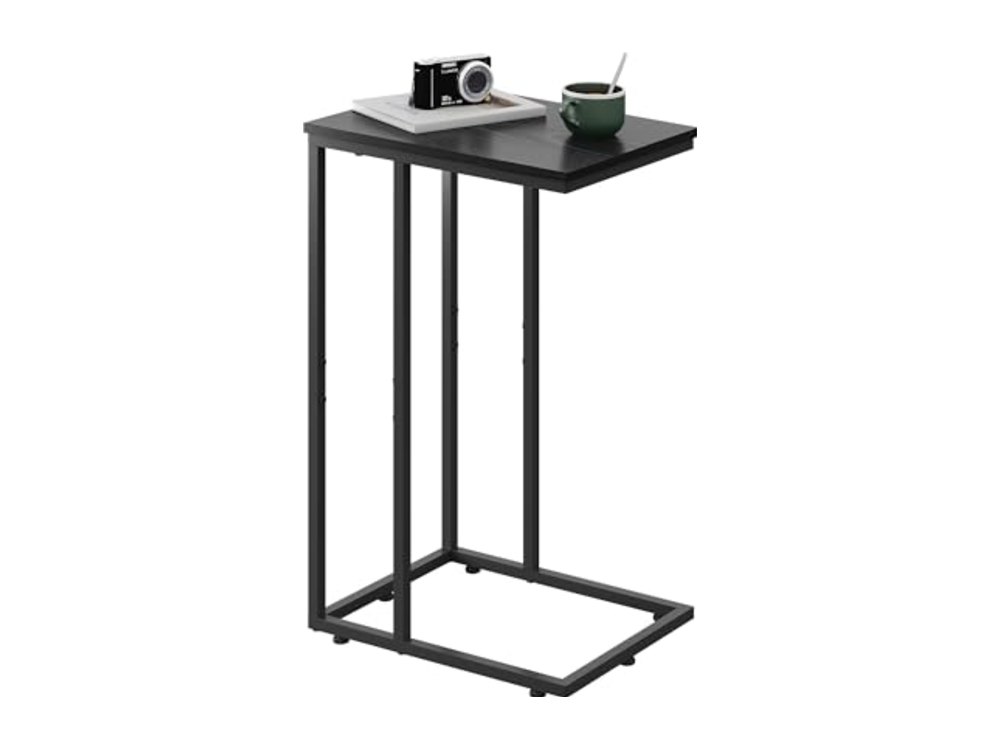 Black Side Table C Shaped End Table for Bedroom