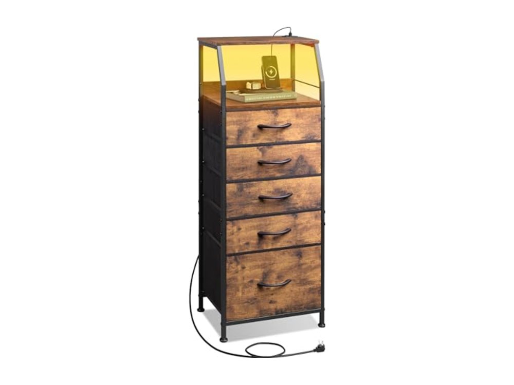 LED Nightstand with Charging Station