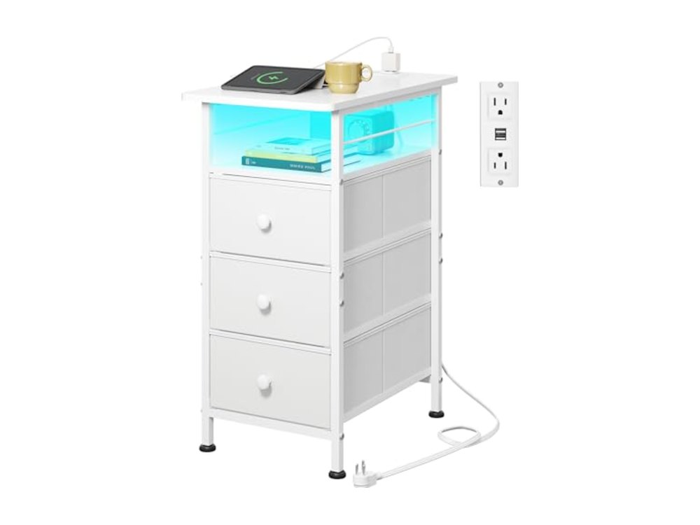 Narrow Side Table with Charging Station