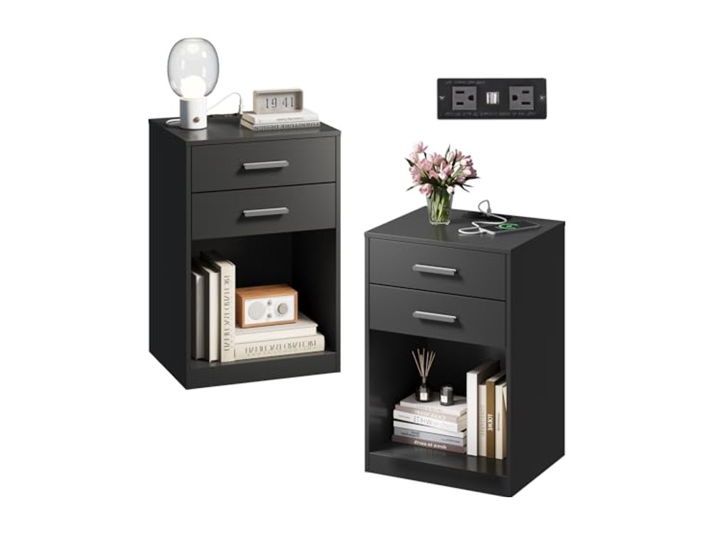 Nightstands Set of 2 with Charging Station